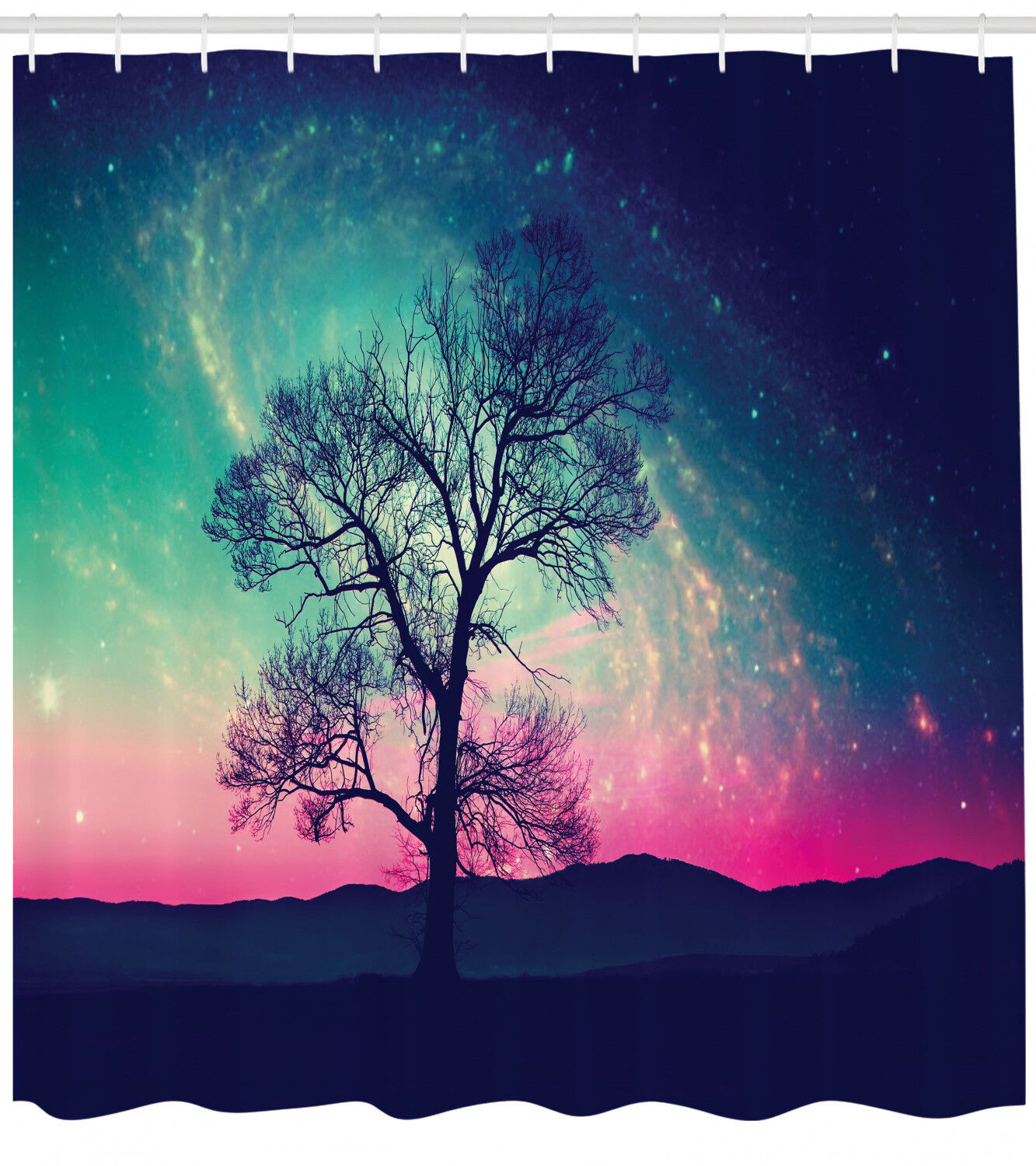 Aliens And Red Galaxy Shower Curtain For Sci-Fi Bathroom Decor - Image 2