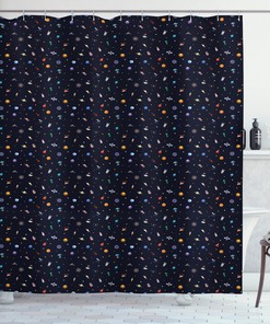 Aliens Planets and Stars Spaceship Shower Curtain for Science Fiction Fans