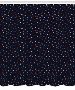Aliens Planets and Stars Spaceship Shower Curtain for Science Fiction Fans