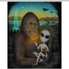Aliens and Bigfoot Waterproof Shower Curtain for UFO and Sasquatch Enthusiasts 