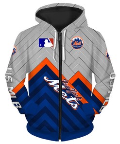 All Over Print 3D Baseball Zip Hoodie For New York Mets Fans - Hoodie 