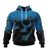 All Over Print 3D Carolina Panthers Skull Hoodie With Customizable Name & Number - Perfect Gifts For Fans
