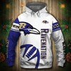 All Over Print Baltimore Ravens Hoodie 3D Graphic Balls Zip Hoodie Pullover