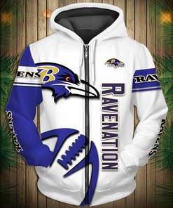 All Over Print Baltimore Ravens Hoodie 3D Graphic Balls Zip Hoodie Pullover