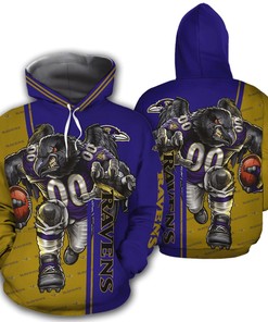All Over Print Baltimore Ravens Hoodie 3D Mascot Design Gift For Fans