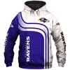 All Over Print Baltimore Ravens Hoodie 3D One Way Zip Hoodie