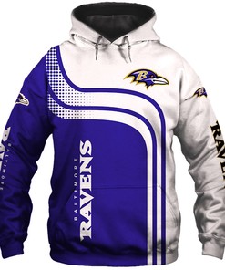 All Over Print Baltimore Ravens Hoodie 3D One Way Zip Hoodie