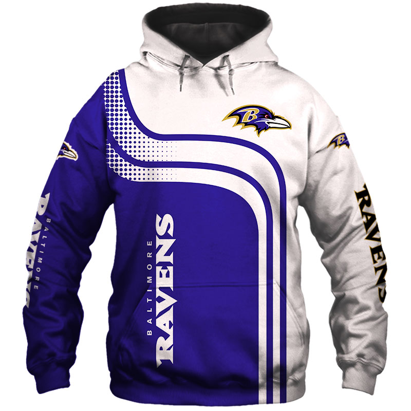 All Over Print Baltimore Ravens Hoodie 3D One Way Zip Hoodie