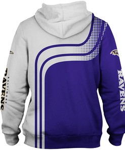 All Over Print Baltimore Ravens Hoodie 3D One Way Zip Hoodie