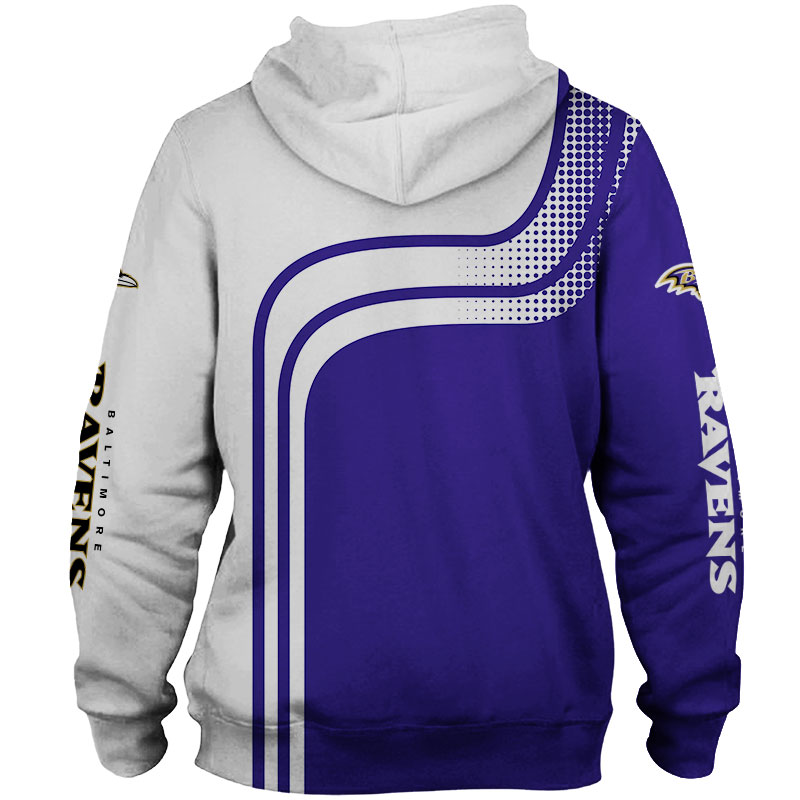 All Over Print Baltimore Ravens Hoodie 3D One Way Zip Hoodie
