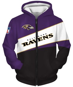 All Over Print Baltimore Ravens Hoodie 3D Zip Hoodie