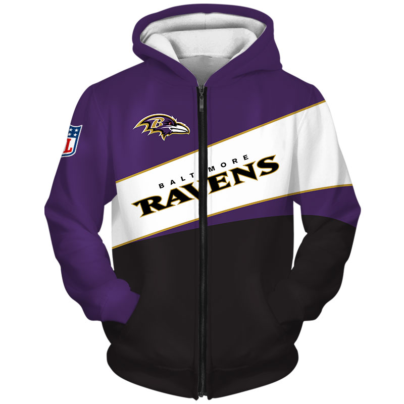 All Over Print Baltimore Ravens Hoodie 3D Zip Hoodie