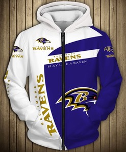 All Over Print Baltimore Ravens Hoodie 3D Zip Hoodie Pullover Gift For Fans