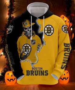 All Over Print Boston Bruins Skull Hoodie 3D Gifts For Fans