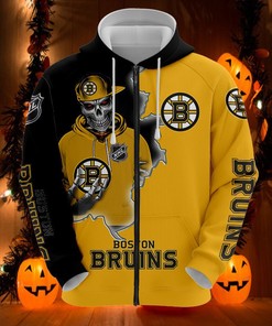 All Over Print Boston Bruins Skull Hoodie 3D Gifts For Fans