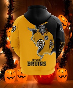 All Over Print Boston Bruins Skull Hoodie 3D Gifts For Fans
