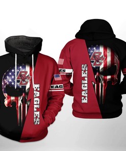 All Over Print Boston College Eagles Ncaa Us Flag Skull 3D Hoodie With Zipper