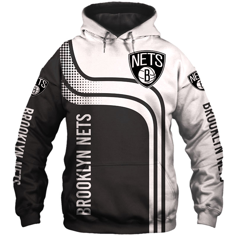 All Over Print Brooklyn Nets Hoodie 3D Zip Hoodie For Fans