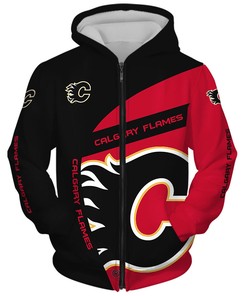 All Over Print Calgary Flames Hoodie With 3D Zip Hoodie Design, Perfect Gifts For Fans