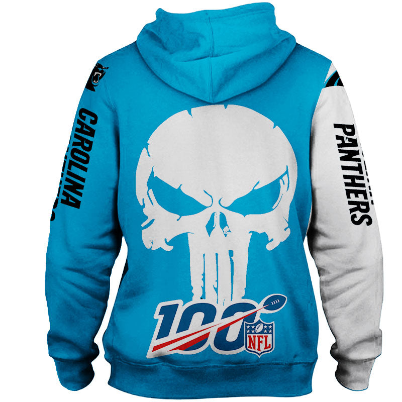 All Over Print Carolina Panthers Hoodie With 3D Printed Skull Design, Perfect Gifts For Fans