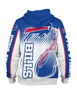 All Over Print Flame Balls Graphic Buffalo Bills Hoodie With 3D Zip Hoodie For Fans