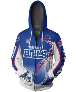 All Over Print Flame Balls Graphic Buffalo Bills Hoodie With 3D Zip Hoodie For Fans
