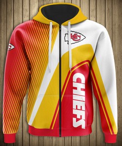 All Over Print Kansas City Chiefs 3D Zip Hoodie For Nfl Fans