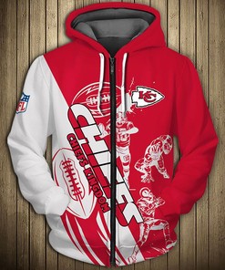 All Over Print Kansas City Chiefs Cartoon Player Cute Zip Hoodie