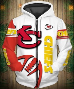 All Over Print Kansas City Chiefs Graphic Balls Zip Hoodie Pullover
