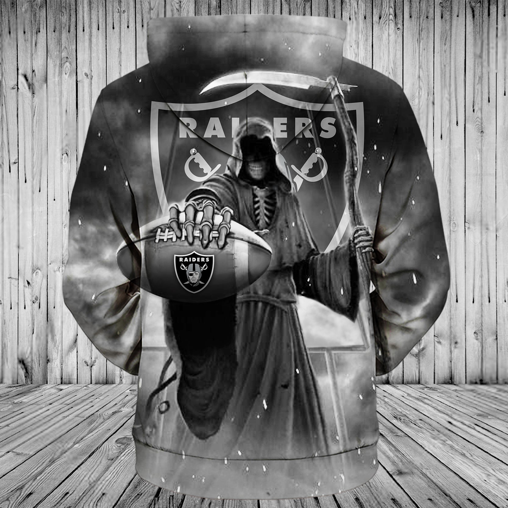 All Over Print Las Vegas Raiders 3D Death Skull Hoodie Gift For Fans