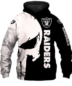 All Over Print Las Vegas Raiders 3D Skull Printed Hoodie Gift For Fans