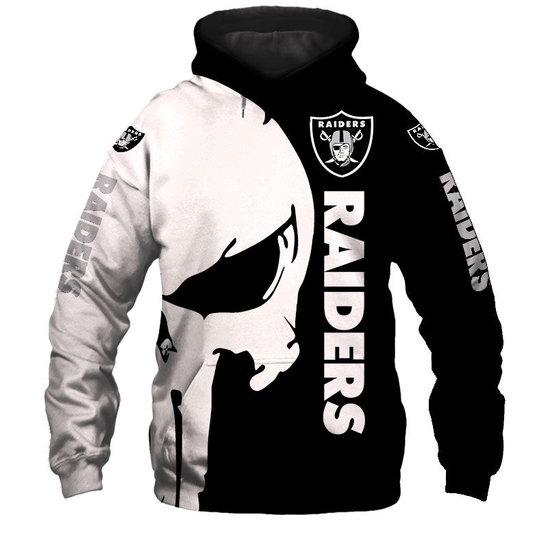 All Over Print Las Vegas Raiders 3D Skull Printed Hoodie Gift For Fans