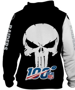 All Over Print Las Vegas Raiders 3D Skull Printed Hoodie Gift For Fans