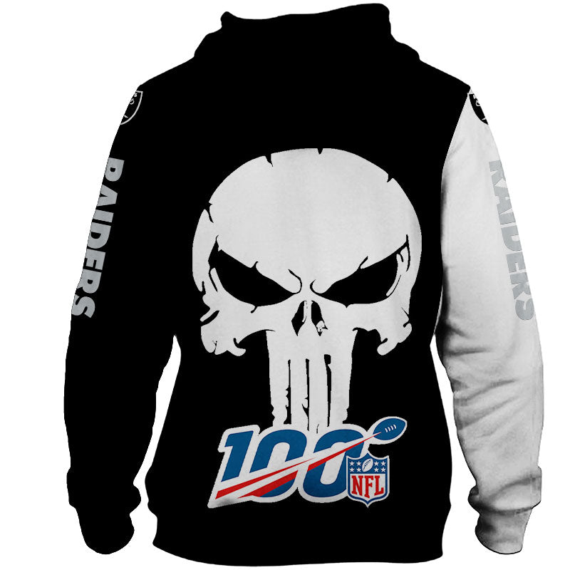 All Over Print Las Vegas Raiders 3D Skull Printed Hoodie Gift For Fans