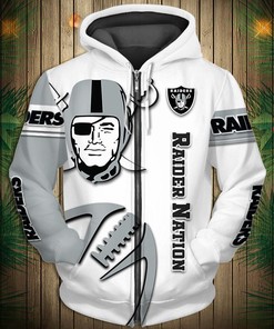 All Over Print Las Vegas Raiders Graphic Balls Zip Hoodie Pullover