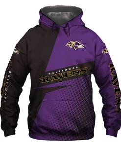 All Over Print Long Sleeve Baltimore Ravens Hoodie 3D Zip Hoodie For Fans