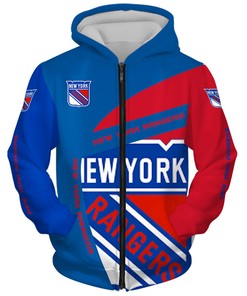 All Over Print Zip Hoodie For Fans - 3D Hoodie For New York Rangers