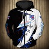 All Over Printed Pullover For New York Rangers Fans - 3D Thunder Design Hoodie 