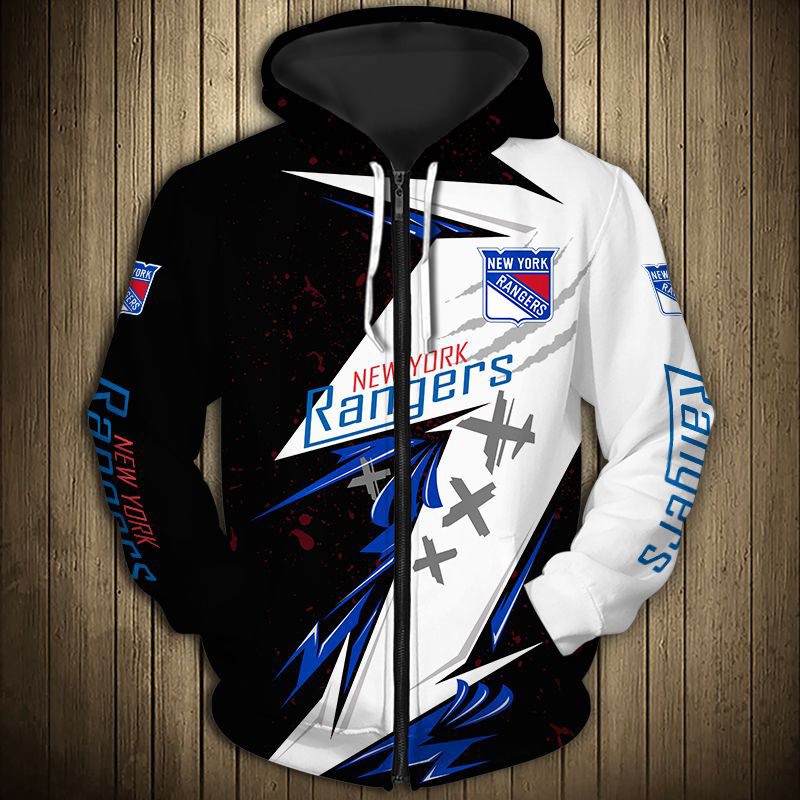 All Over Printed Pullover For New York Rangers Fans - 3D Thunder Design Hoodie