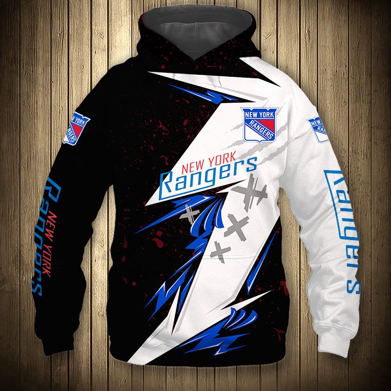 All Over Printed Pullover For New York Rangers Fans - 3D Thunder Design Hoodie