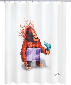 Allure Home Creation Blow Dryer Monkey Fabric Printed Shower Curtain - Multicolor Bathroom Decorr