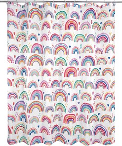 Allure Home Creation Rainbow Hearts Fabric Printed Shower Curtain - Colorful And Fun Bathroom Decorr
