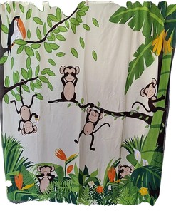 Allure Monkey Shower Curtain Bright Flowers Bananas Vibrant Cute Unisex Bathroom Decor