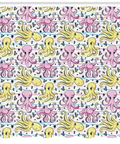 Alluring Marine Octopus Pattern Fabric Shower Curtain for Bathroom