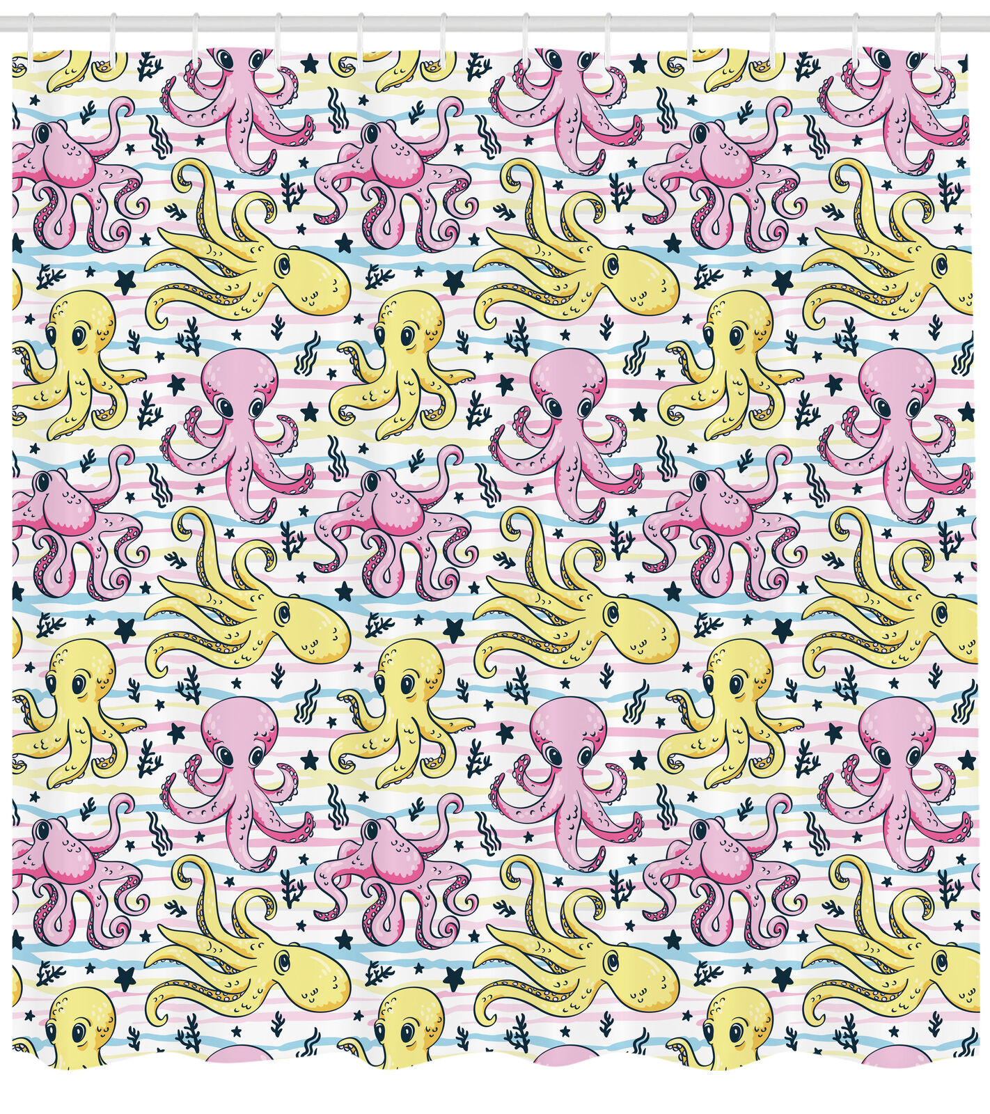 Alluring Marine Octopus Pattern Fabric Shower Curtain for Bathroom