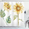 Alluring Sunflowers Print Watercolor Shower Curtain, Nature Bathroom Decor