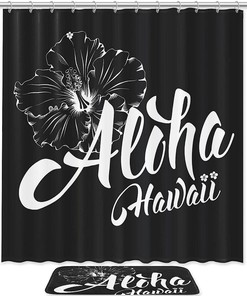 Aloha Hawaii Hibiscus Flowers Painting Shower Curtain For Exotic Bathroom Decor