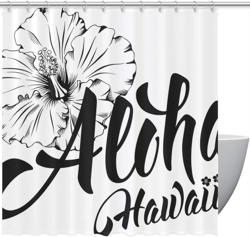 Aloha Hawaii Lettering and Hibiscus Shower Curtain - A Beautiful Addition to Your Bathroom