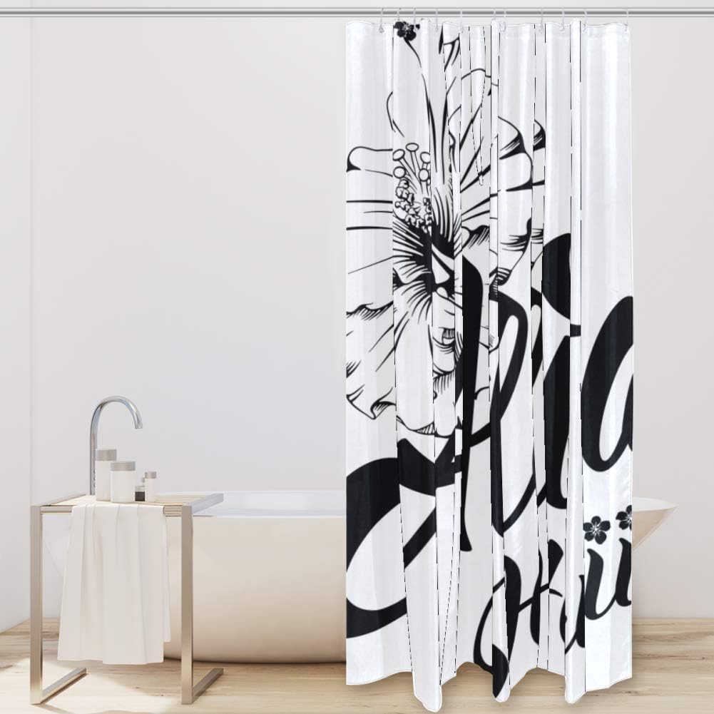 Aloha Hawaii Lettering and Hibiscus Shower Curtain - A Beautiful Addition to Your Bathroom