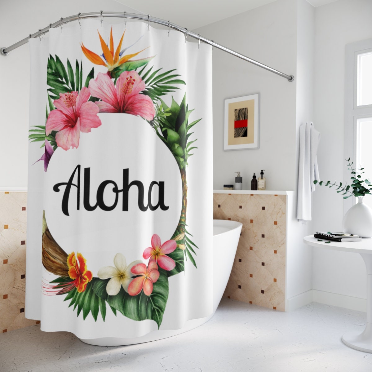 Aloha Hawaii Shower Curtain - Perfect Decorr For Tropical Themed Bathrooms - Image 3